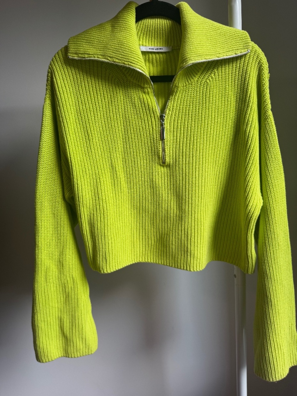 Chartreuse half zip sweater